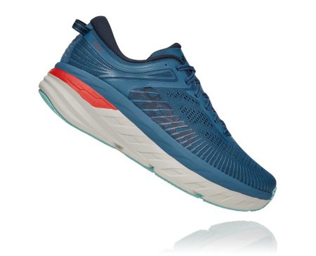 Hoka One One Bondi 7 Moški Pohodni Čevlji Turkizna / Rdeča SI-472906B